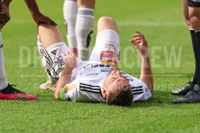 SK Puntigamer Sturm Graz vs TSV Egger Glas Hartberg – Championship Group    | Graz, Austria, 12.Apr.26 - SOCCER - ADMIRAL Bundesliga, SK Puntigamer Sturm Graz vs TSV Egger Glas Hartberg. The image shows Juergen Heil (Hartberg) with pain.    