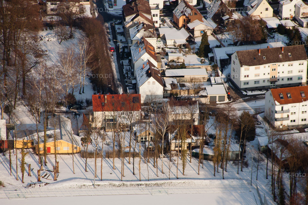 Luftbild: Schwanenweier im Winter gefroren in Kandel im Bundesland Rheinland-Pfalz in Deutschland. Foto: IMG_24380.jpg vom 16.02.2010 durch Werner Riehm/FLY-FOTO.de
