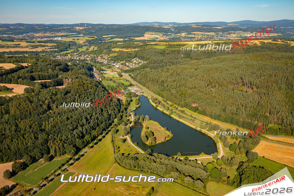 Das Luftbild zeigt : Badesee Trebgast - Die Luftaufnahme wurde 2024 vom UL-Flugzeug aus erstellt ( keine Drohne ) - Hochauflösende Luftaufnahme - Für grossformatige Ausdrucke geeignet. Die Geschenkidee !Mit Lizenz und Bildrechte bestellbar