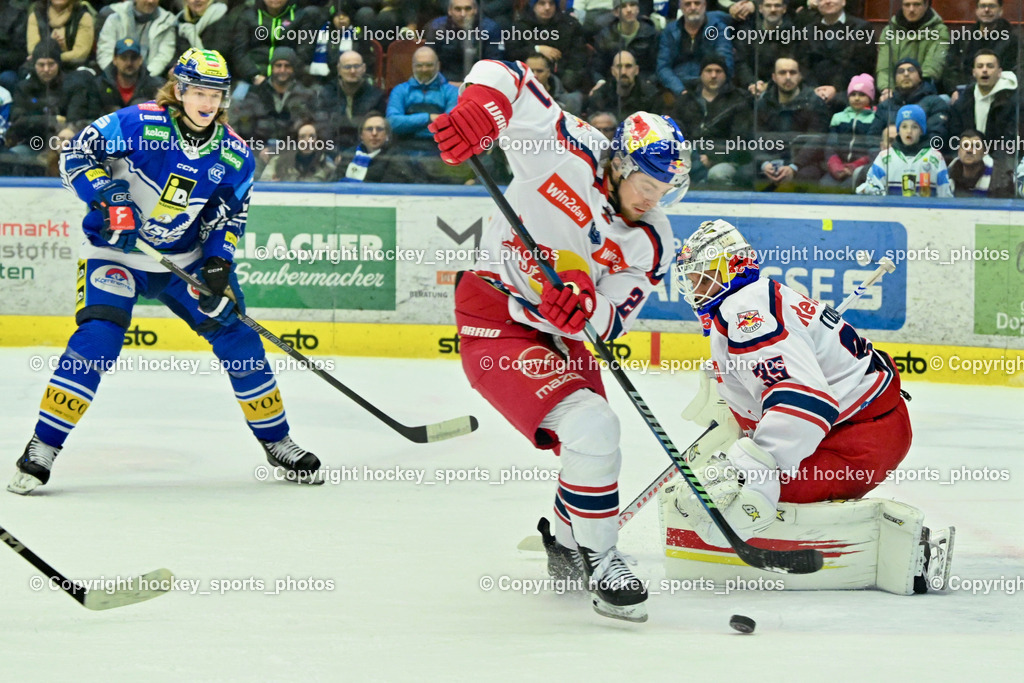 EC IDM WÄRMEPUMPEN VSV vs. EC Red Bull Salzburg | #12 Pearson Chase EC VSV, #21 Bourke Troy Wayne EC Redbull Salzburg, #35 TOLVANEN ATTE EC Redbull Salzburg, EC IDM WÄRMEPUMPEN VSV vs. EC Red Bull Salzburg, EC IDM WÄRMEPUMPEN VSV vs. EC Red Bull Salzburg am 17.01.2025 in Villach (Stadthalle Villach), Austria, (Photo by Bernd Stefan)