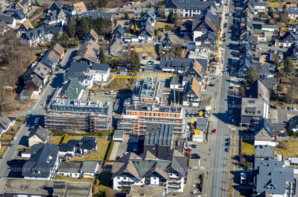 Winterberg220303437 | Luftbild, Baustelle und Neubau von Wohnungen  HELMA GebirgsResort Am Waltenberg, Winterberg, Sauerland, Nordrhein-Westfalen, Deutschland