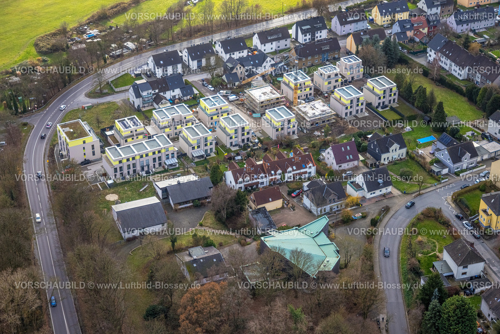 Hattingen251200222 | Luftbild, Baustelle und Neubau Wohngebiet Hermann-Rosenstock-Weg, Einfamilien Reihenhäuser, Baak, Hattingen, Ruhrgebiet, Nordrhein-Westfalen, Deutschland