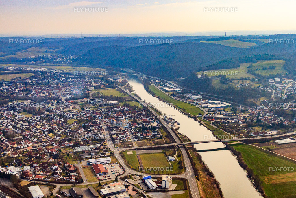 Neckarbrücke Obrigheim | Luftbild: Neckarbrücke Obrigheim in Mosbach im Bundesland Baden-Württemberg in Deutschland. Foto: IMG_38143.jpg vom 12.03.2011 durch Werner Riehm/FLY-FOTO.de - Realisiert mit Pictrs.com