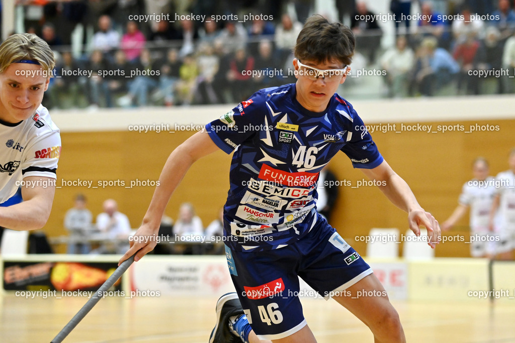 VSV Unihockey vs. KAC Floorball | #46 Elias Kronig VSV Unihockey, VSV Unihockey vs. KAC Floorball, VSV Unihockey vs. KAC Floorball am 28.03.2026 in Villach (Ballspielhalle St. Martin), Austria, (Photo by Bernd Stefan)