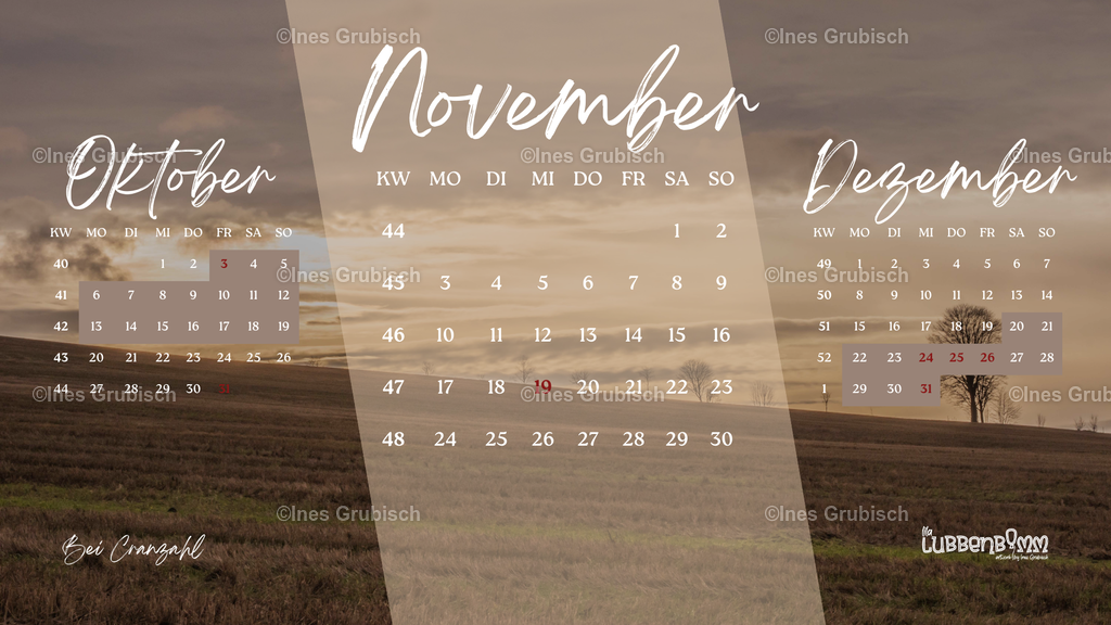 Kalender 2025 - 11 November | Lila Lubbenbomm - Artwork by Ines Grubisch - Realisiert mit Pictrs.com