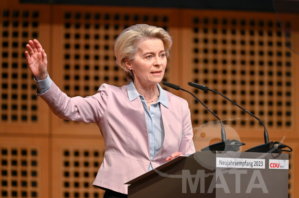 _DWI0747 | Politikerin Ursula von der Leyen beim CDU-NRW Neujahrsempfang in Düsseldorf. Düsseldorf, 28.01.2023 - Realisiert mit Pictrs.com