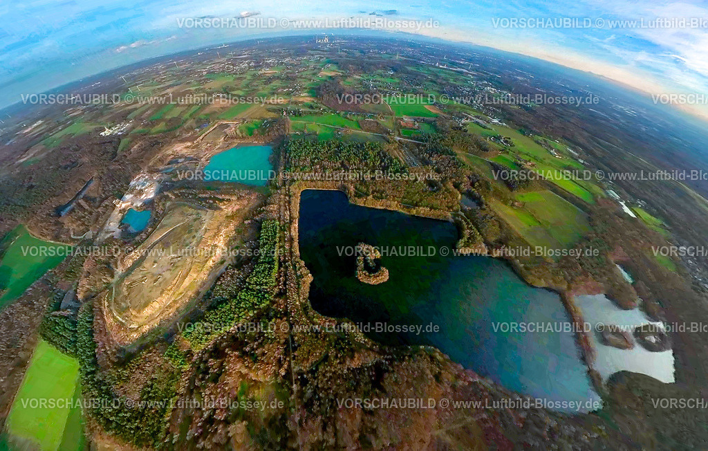 Bottrop2301fish0004Heidesee | Luftbild, Heidesee, NSG Kirchheller Heide, Halde Töttelberg, Fisheye Aufnahme, Fischaugen Aufnahme, 360 Grad Aufnahme, Kirchhellen-Nord-West, Bottrop, Ruhrgebiet, Nordrhein-Westfalen, Deutschland