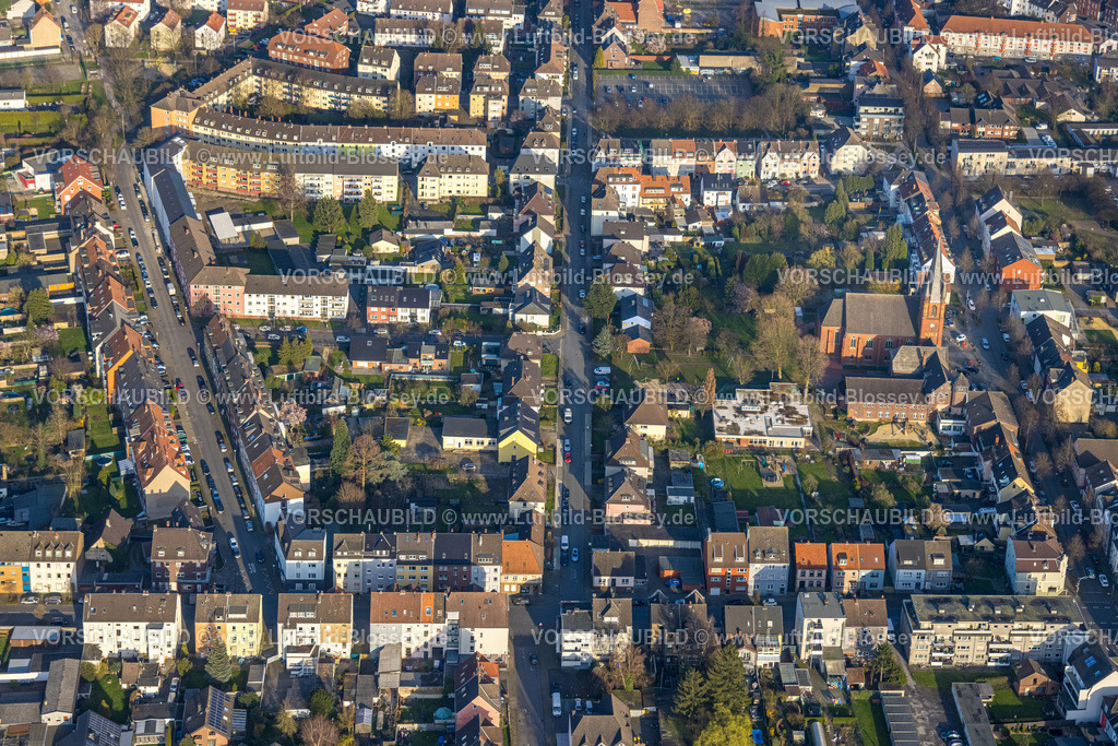Hamm240305558 | Luftbild, Wohngebiet um die LAnge Straße, evang. Christuskirche, Mitte, Hamm, Ruhrgebiet, Nordrhein-Westfalen, Deutschland