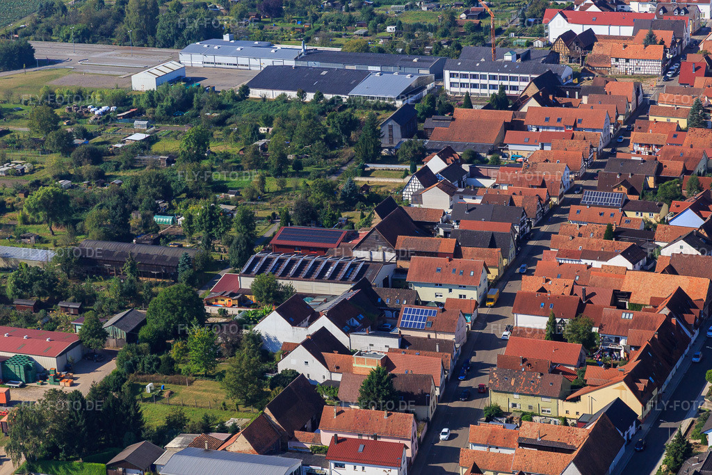 Luftbild: Rheinstraße aus Nordosten in Kandel im Bundesland Rheinland-Pfalz in Deutschland. Foto: IMG_095007.jpg vom 24.09.2016 durch Werner Riehm/FLY-FOTO.de