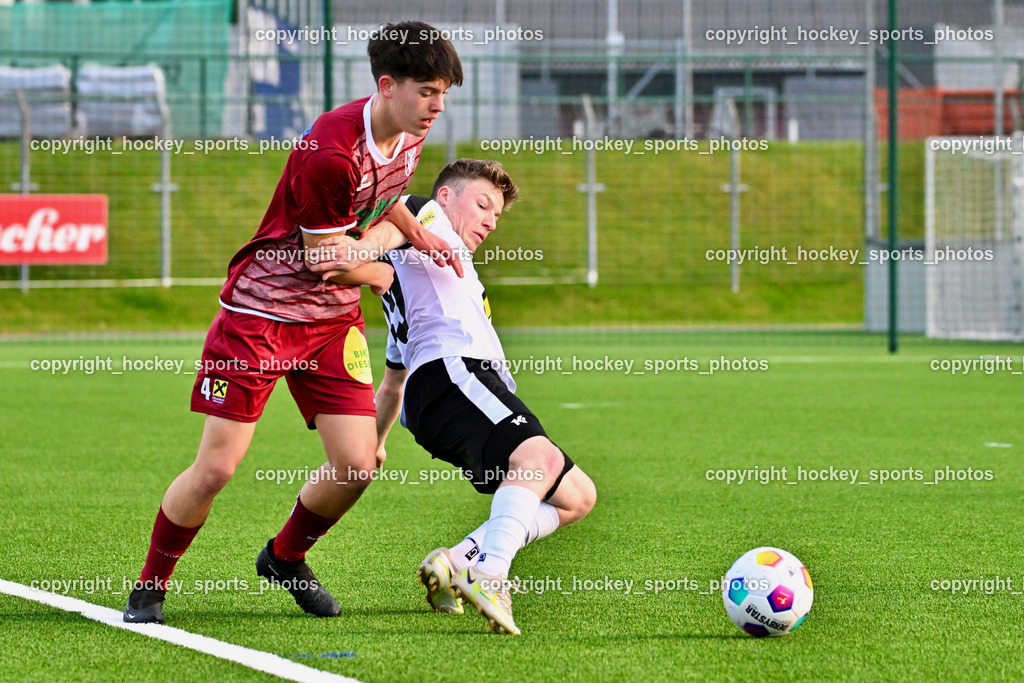 SV Spittal vs. VST Völkermarkt 5.4.2024 | #4 Johannes Schmutzer VST Völkermarkt, #39 Fabian Hoi SV Spittal, SV Spittal vs. VST Völkermarkt 5.4.2024, SV Spittal vs. VST Völkermarkt am 05.04.2024 in Spittal an der Drau (Goldeck Stadion), Austria, (Photo by Bernd Stefan)