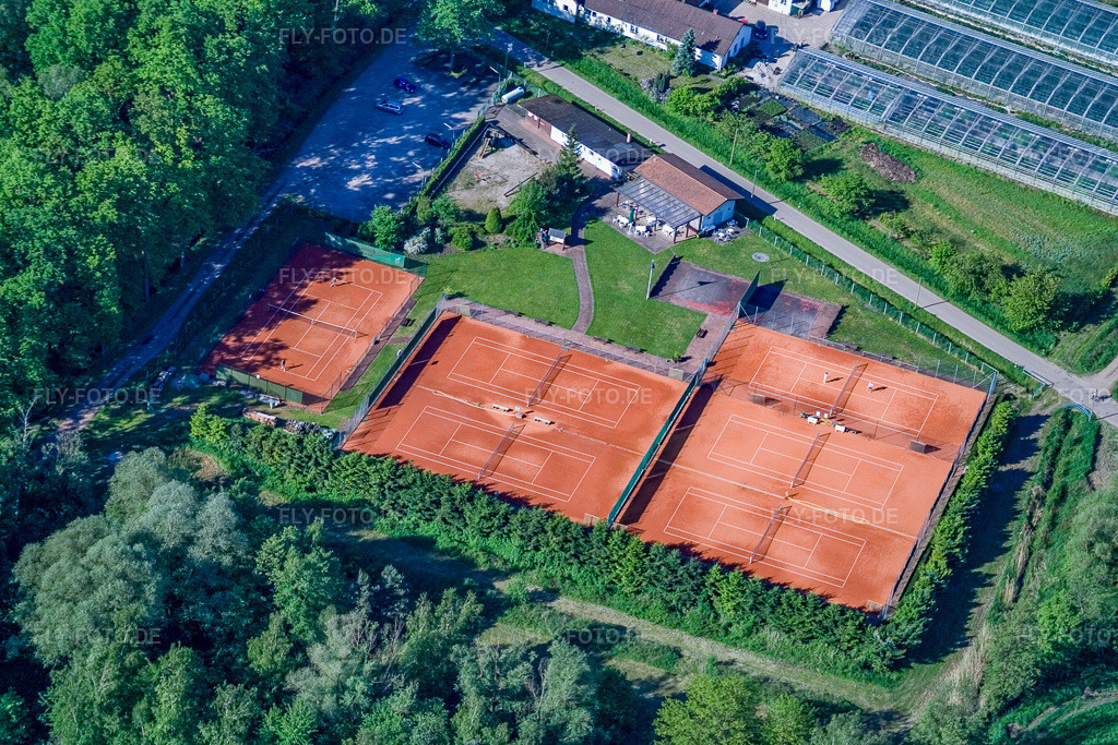 Luftbild: Tennisplatz am Bienwald in Steinfeld im Bundesland Rheinland-Pfalz in Deutschland. Foto: IMG_10778.jpg vom 12.05.2008 durch Werner Riehm/FLY-FOTO.de