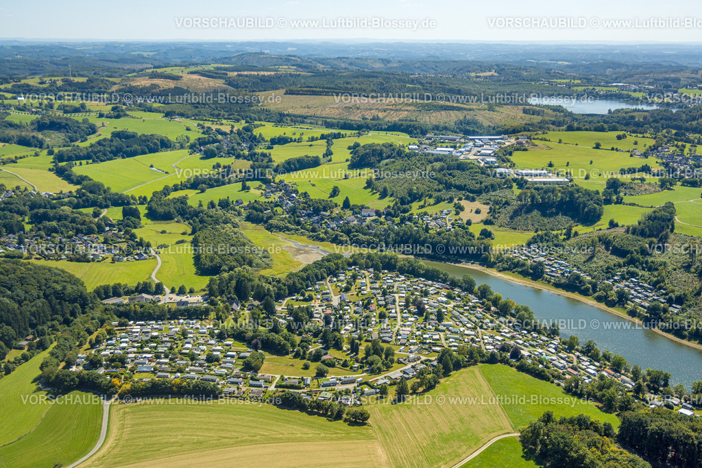 Kierspe250813255 | Luftbild, Lambacher Höhe Campingplatz und Mobilheimplatz an der Lingesetalsperre, Linge, Marienheide, Sauerland, Nordrhein-Westfalen, Deutschland