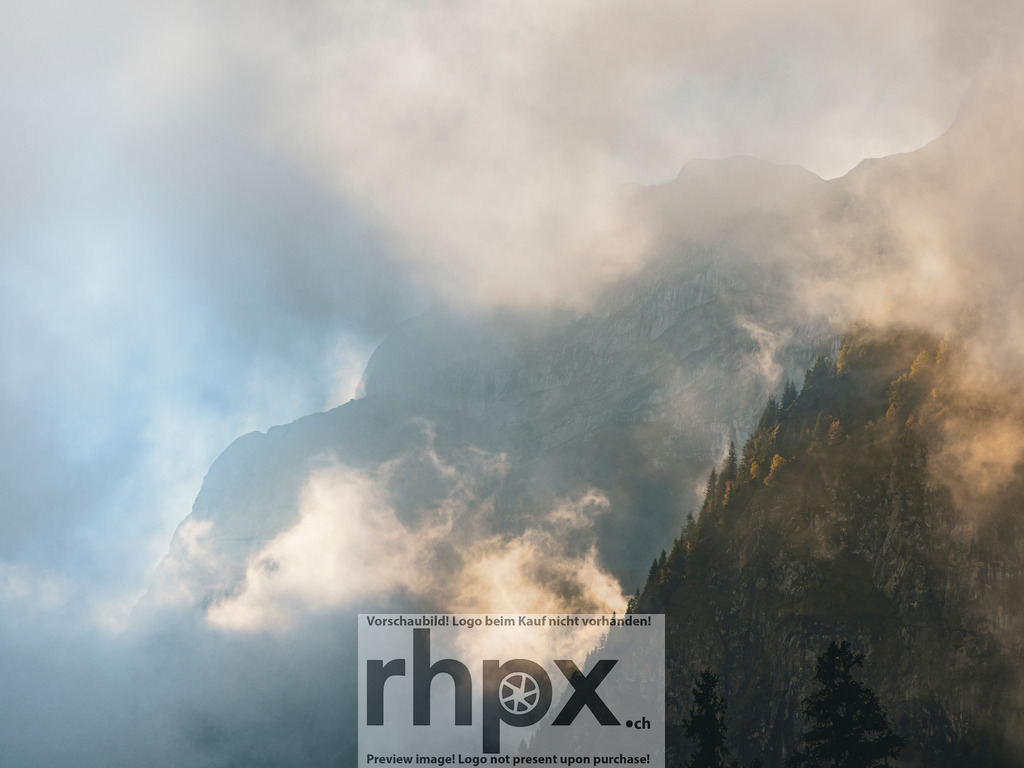 Aufstieg zum Pilatus im Nebel | Blick hinauf zum Pilatus – Nebel und Sonnenlicht verschmelzen zu einer mystischen Stimmung. Eine Szene, die den Zauber des Moments einfängt und die majestätische Präsenz des Berges spürbar macht. - Realisiert mit Pictrs.com