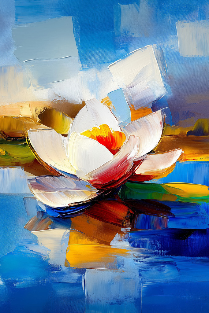 2410016 - Abstrakte Seerose | Eine Seerose im Stil eines abstrakten Gemäldes.