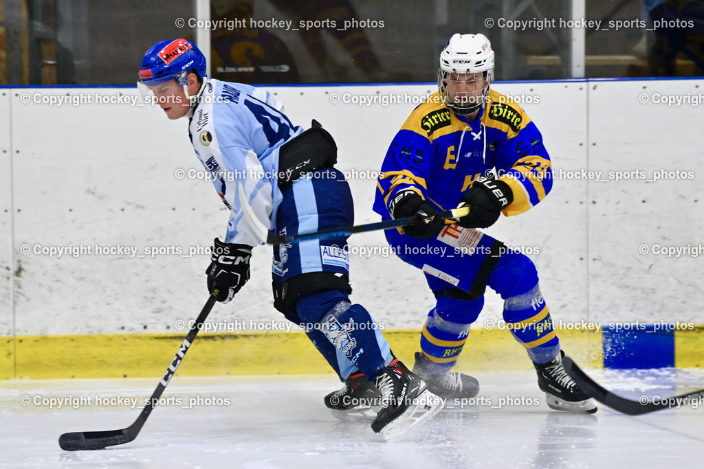EHC Althofen vs. ESC Steindorf 6.3.2024 | #46 Maurer Julian ESC Steindorf, #24 Rainer Oliver EHC Althofen, EHC Althofen vs. ESC Steindorf 6.3.2024, EHC Althofen vs. ESC Steindorf am 06.03.2024 in Althofen (Stadthalle Althofen ), Austria, (Photo by Bernd Stefan)