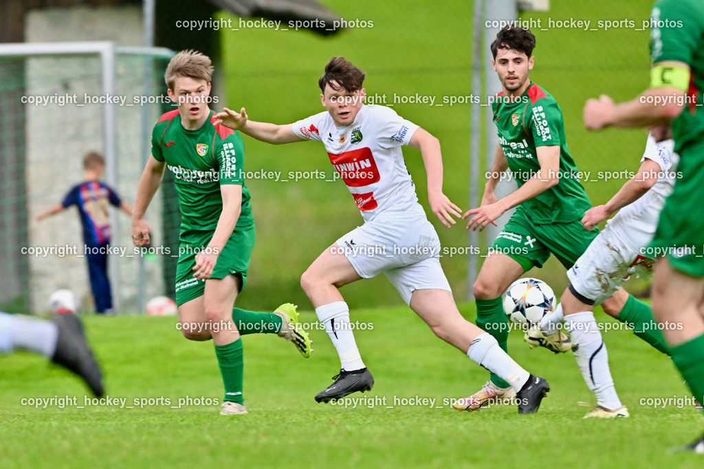 FC ASKÖ Gmünd vs. Rapid Lienz  | #4 Daniel Pichorner ASKÖ Gmünd, #18 Oliver Gomig Rapid Lienz, #18 Dominik Oberwinkler ASKÖ Gmünd, FC ASKÖ Gmünd vs. Rapid Lienz , FC ASKÖ Gmünd vs. Rapid Lienz  am 02.06.2024 in Gmünd (Sportplatz Gmünd), Austria, (Photo by Bernd Stefan)
