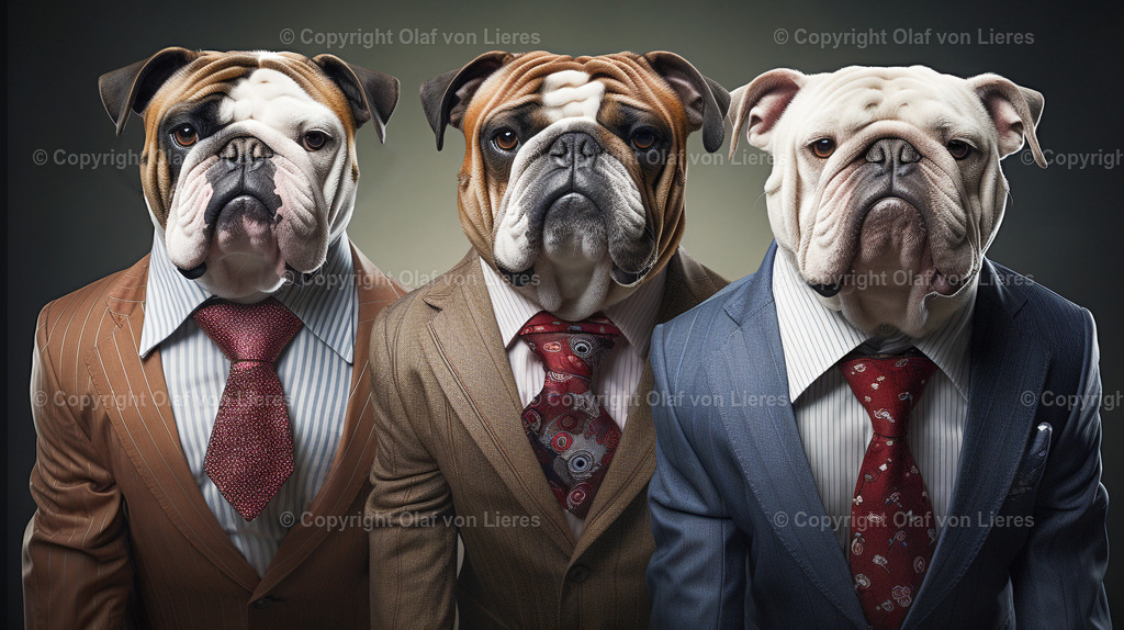 Bulldoggen im Anzug | Bulldoggen als Geschäftsmann im Anzug