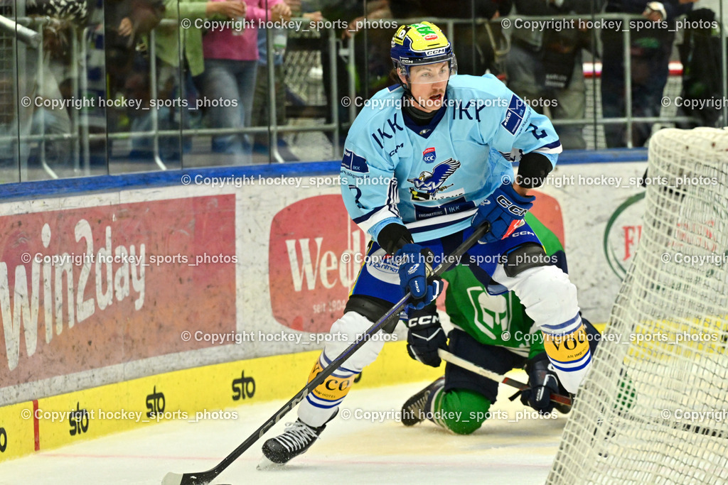 EC iDM Wärmepumpen VSV vs. KHL Sisak | #2 Dylan MacPherson EC VSV, EC iDM Wärmepumpen VSV vs. KHL Sisak, EC iDM Wärmepumpen VSV vs. KHL Sisak am 02.09.2025 in Villach (Stadthalle Villach), Austria, (Photo by Bernd Stefan)