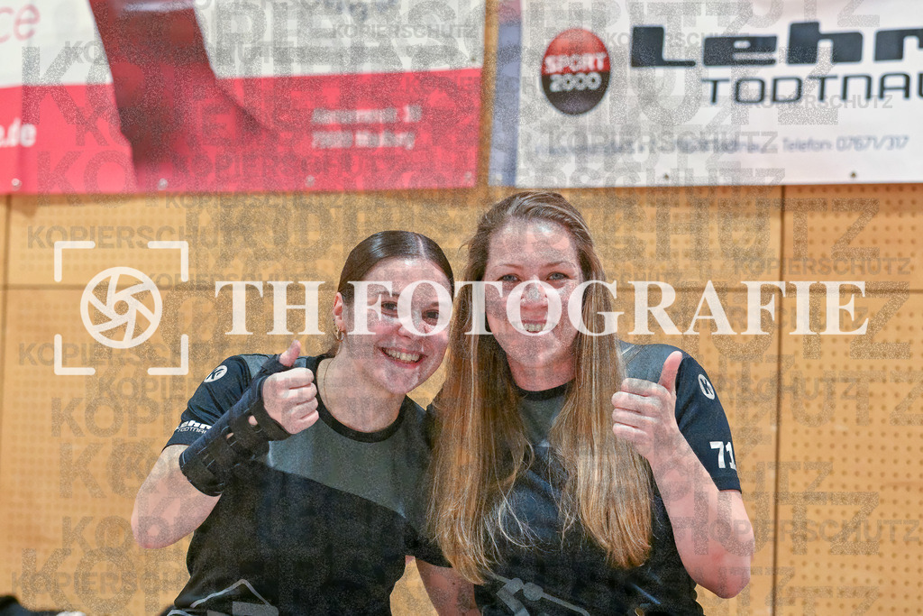 GER, SG Maulburg/Steinen - TuS Helmlingen, Frauen-Handball, Oberliga Suedbaden, 19. Spieltag, Saison 2024/2025, 23.03.2025 | Sharena Hasler (SG Maulburg/Steinen, #77). Sabrina Gruber (SG Maulburg/Steinen, #71)GER, SG Maulburg/Steinen - TuS Helmlingen, Frauen-Handball, Oberliga Suedbaden, 19. Spieltag, Saison 2024/2025, 23.03.2025Foto: TH Fotografie/Thomas Hess