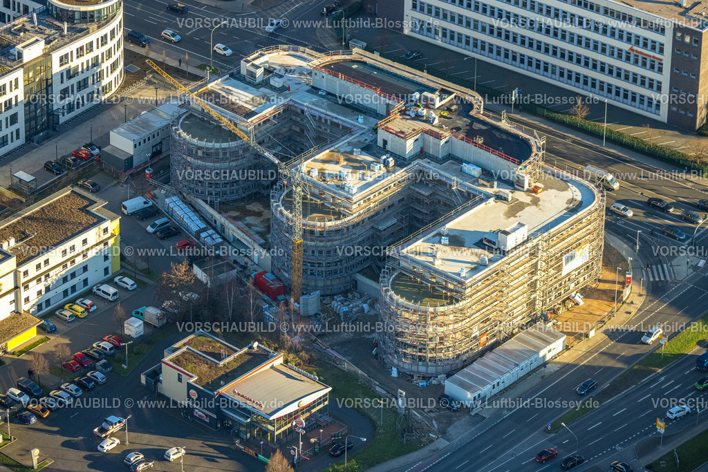 Essen230201641 | Luftbild, Vonovia Bürogebäude, Baustelle mit Neubau, Westviertel, Essen, Ruhrgebiet, Nordrhein-Westfalen, Deutschland