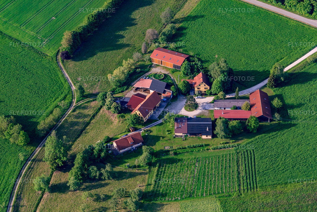 Luftbild: Freiheithof mit Schmiede Ludwig im Ortsteil Rast in Sauldorf im Bundesland Baden-Württemberg in Deutschland. Foto: IMG_57645.jpg vom 08.06.2013 durch Werner Riehm/FLY-FOTO.de