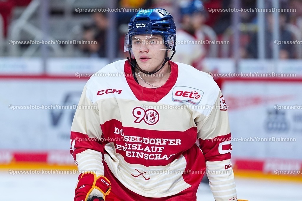 xYDR12102501048 | 12.10.2025, xydrx, Eishockey, DEL2, Düsseldorfer EG - Eispiraten Crimmitschau, PSD Bank Dome Düsseldorf: Daniel Assavolyuk (Düsseldorfer EG #51)