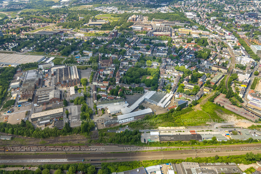 Bochum220503814 | Luftbild, geplanter Verlauf Radweg RS1 Ruhrschnellradweg, Ortsansicht mit Bessemer Straße, Gelände Projekt Bochum 2030-Mission, Kruppwerke, Bochum, Ruhrgebiet, Nordrhein-Westfalen, Deutschland