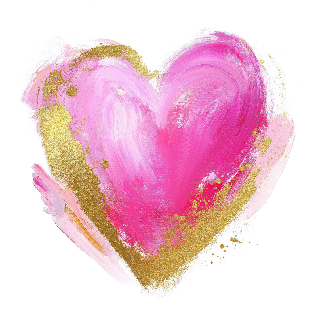 2501020 - Herz in pink und gold | Abstraktes Herz im Stil eines Gemäldes.