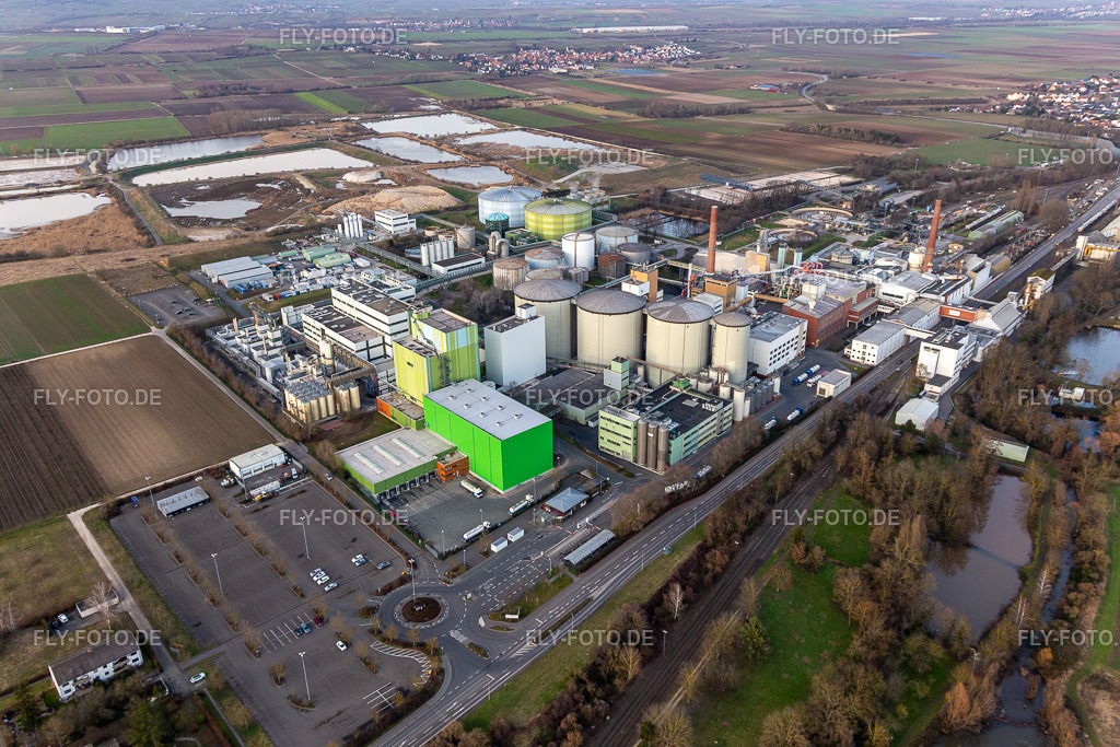 Südzucker AG www.suedzucker.de | Luftbild: Südzucker AG www.suedzucker.de in Obrigheim im Bundesland Rheinland-Pfalz in Deutschland. Foto: IMG_130560.jpg vom 12.02.2022 durch ©2025 Werner Riehm fly-foto.de/copyright - Realisiert mit Pictrs.com
