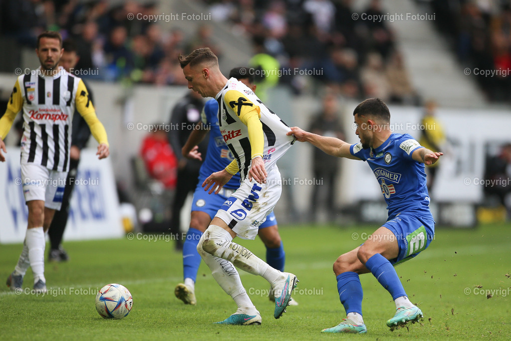 A_LUI_20230409_0033 | SPORT FUSSBALL ADMIRAL BUNDESLIGA 2022/23 LASK VS STURM GRAZ
IM BILD: Felix Luckeneder (Lask), Jusuf Gazibegovic (Sturm)
FOTO:FOTOLUI/UW