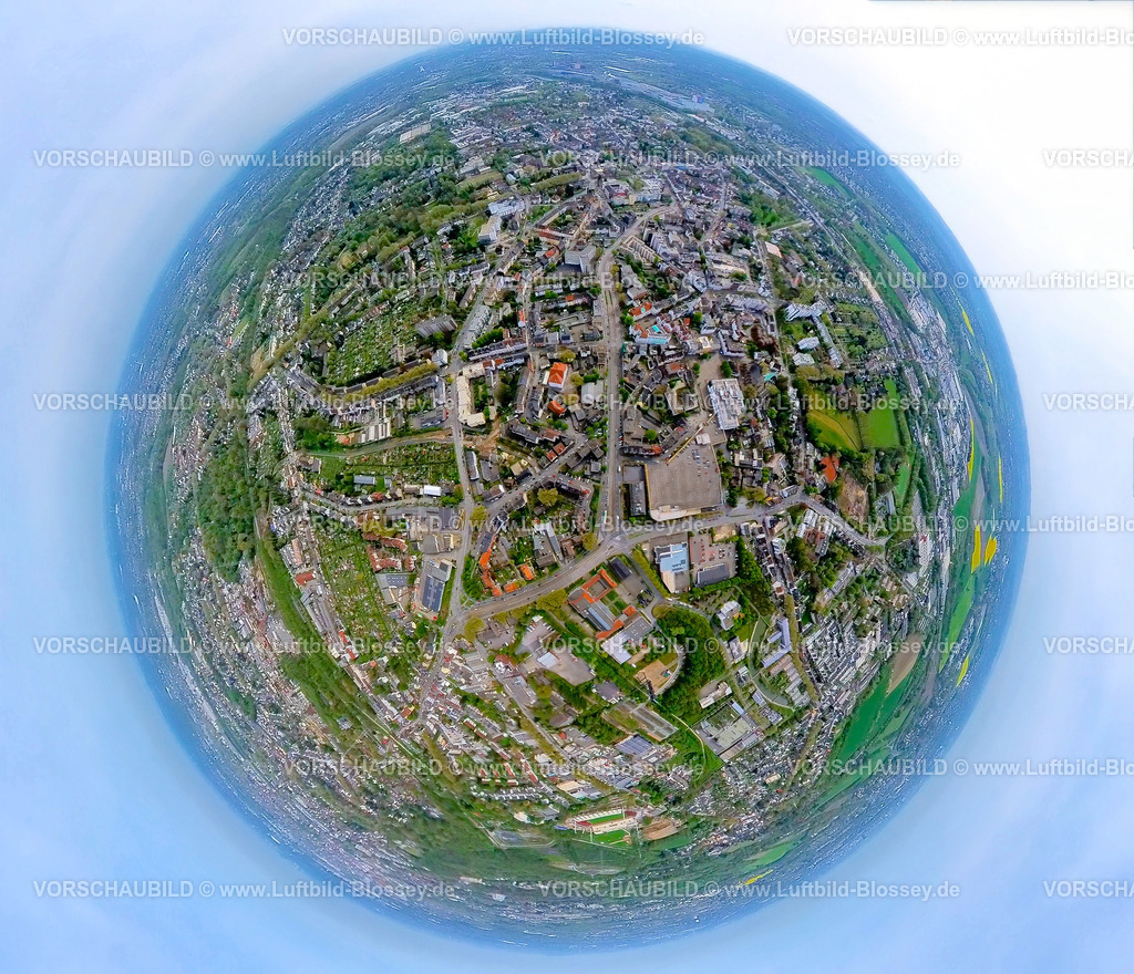 Bochum240490034Wattenscheid | Luftbild, Innenstadt City Ansicht, Wohngebiet Marienstraße und Friedrich-Ebert-Straße, Erdkugel, Fisheye Aufnahme, Fischaugen Aufnahme, 360 Grad Aufnahme, tiny world, little planet, fisheye Bild, Grumme, Bochum, Ruhrgebiet, Nordrhein-Westfalen, Deutschland