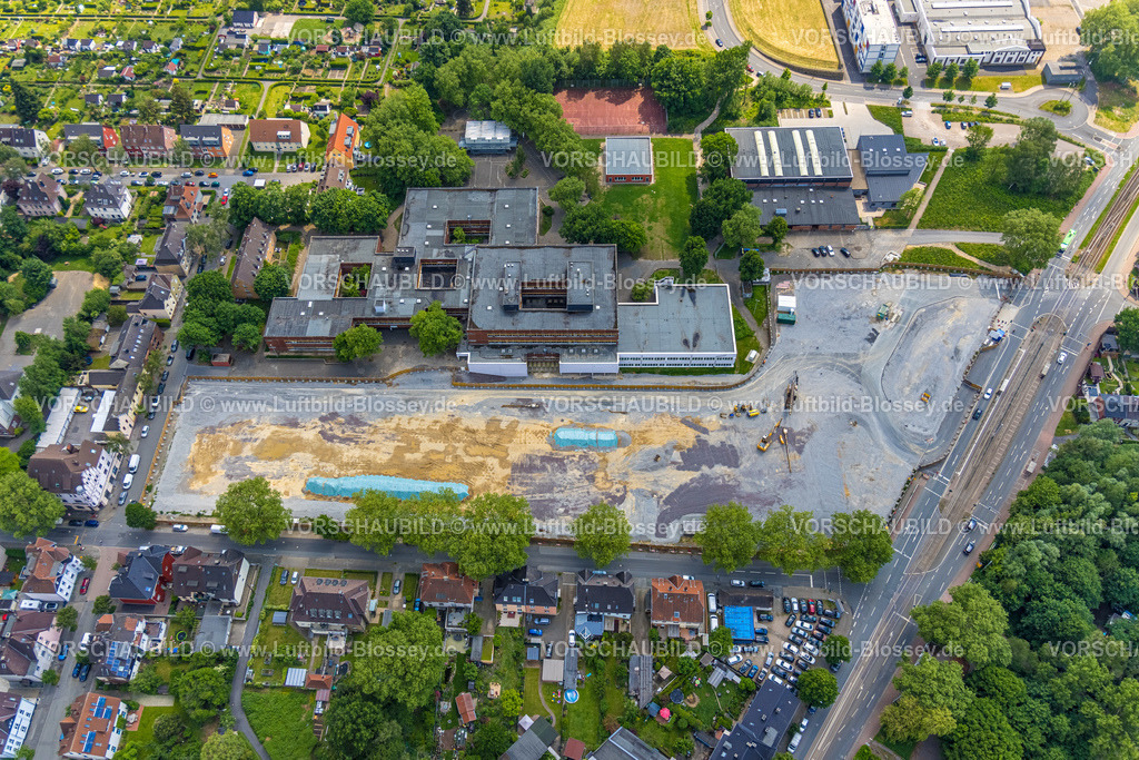 Bochum220503943 | Luftbild, Baustelle Schulzentrum Gerthe mit Anne-Frank-Realschule, Gerthe, Bochum, Ruhrgebiet, Nordrhein-Westfalen, Deutschland