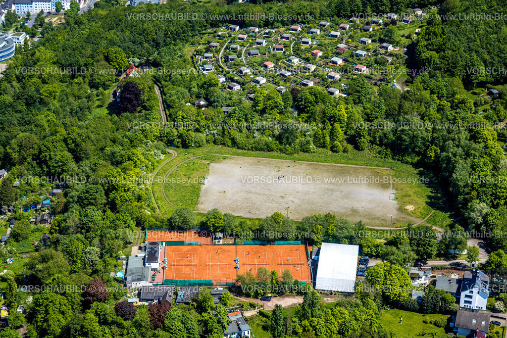 Hagen230502191 | Luftbild, Kleingartenverein Klutert, Sportplatz Klutert, Haspe, Hagen, Sauerland, Nordrhein-Westfalen, Deutschland