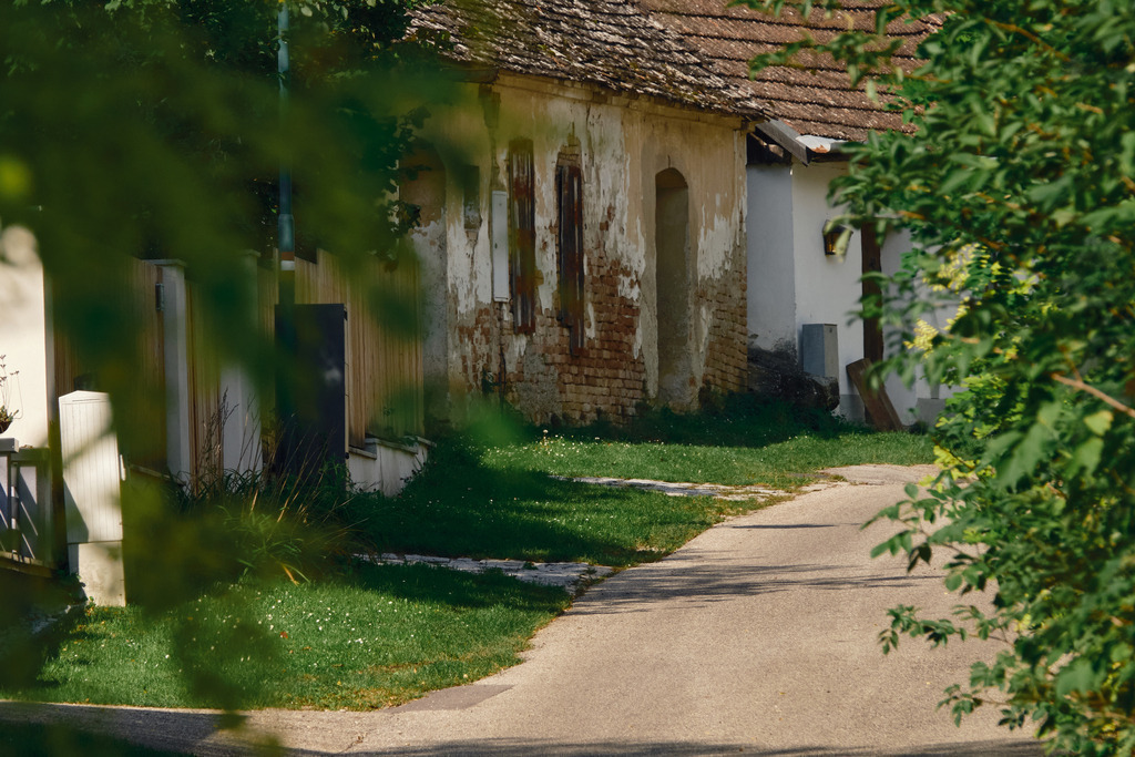 Impressionen einer Kellergasse | Fels am Wagram, Austria - September 29, 2025: Impressionen einer Kellergasse, romantischer Weg durch die Kellerstöckl. - Realisiert mit Pictrs.com