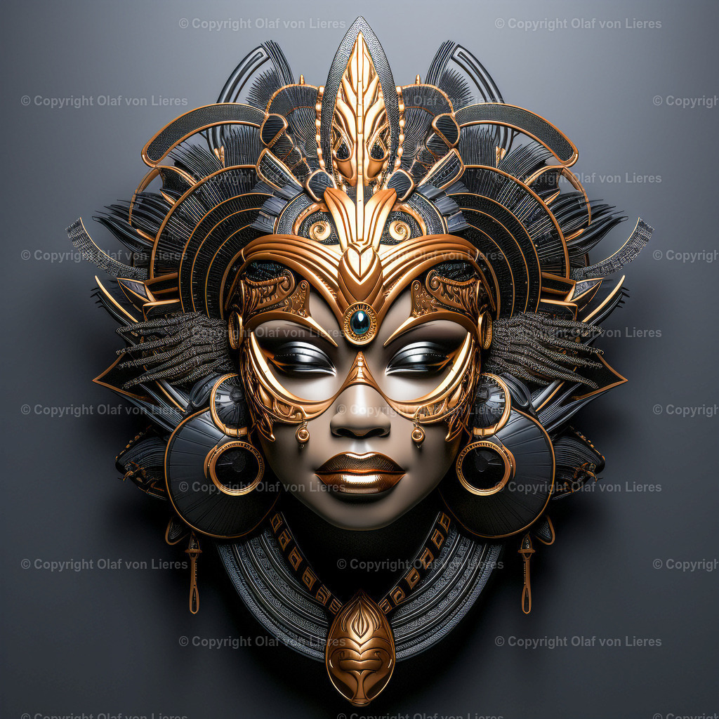 afrikanische Maske | gold schwarze Masken