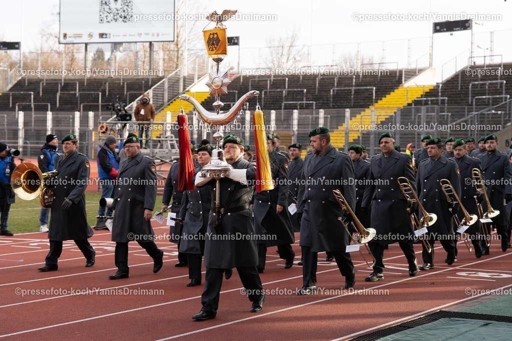YDR1602250101015 | 16.02.2025, xydrx, Rugby Europe Championship, Deutschland - Belgien, 15er Männer, Auestadion Kassel: Bundeswehr Musikkorps Kassel