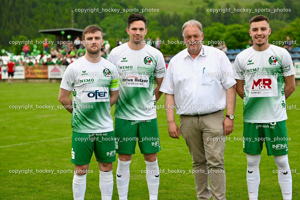 SV Feldkirchen vs. ATSV Wolfsberg 26.5.2023 | #27 Michael Groinig, #26 Andreas Tiffner, Bürgermeister Feldkirchen Martin Treffner, Mirel Mujkic