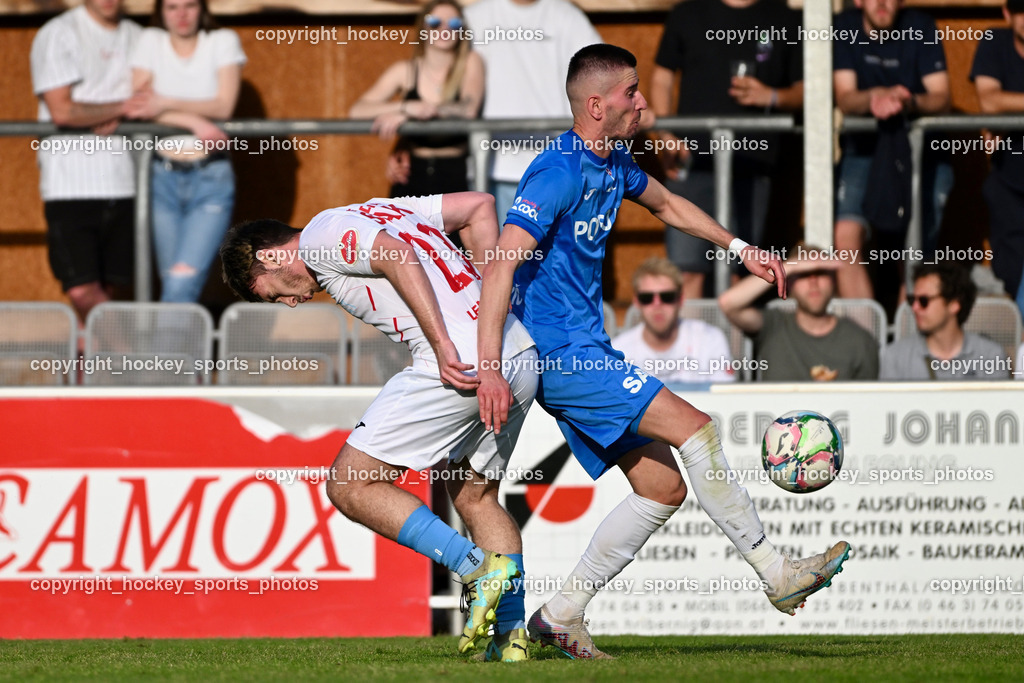 SAK Klagenfurt vs. SVG Bleiburg | #23 Alen Martinovic SVG Bleiburg, #7 Hrvoie Jakovljevic SAK, SAK Klagenfurt vs. SVG Bleiburg, SAK Klagenfurt vs. SVG Bleiburg am 11.05.2024 in Klagenfurt (Sportpark Welzenegg), Austria, (Photo by Bernd Stefan)