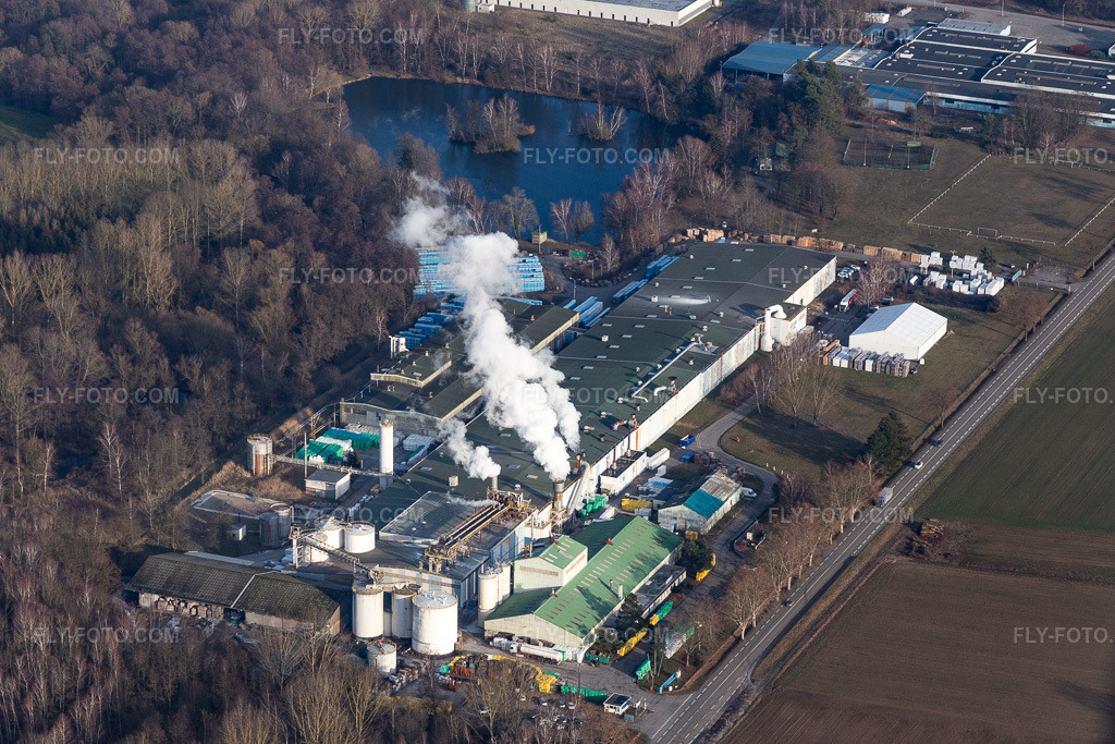 Aerial view: Sitek Insulation in the district Altenstadt in Wissembourg in the state Bas-Rhin, France.Photo: IMG_112583.jpg taken on 02/05/2019 by Werner Riehm/FLY-FOTO.comResolution of the original: 4760 x 3174 px