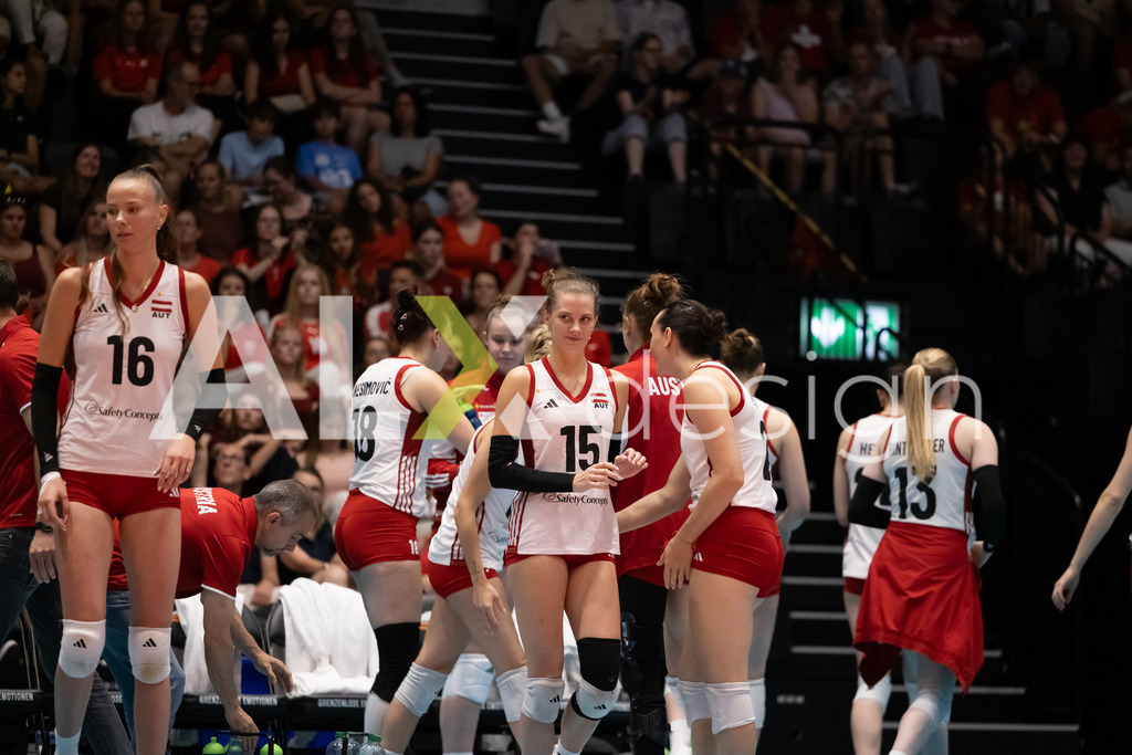 Austria v Switzerland - CEV European League Women | KRIENS, SWITZERLAND - JUNE 14: MARIE KRISTIN BRUCKNER of Austria during the CEV European League match between Austria and Switzerland at Pilatus Arena on June 14, 2026 in Kriens, Switzerland. - Realisiert mit Pictrs.com