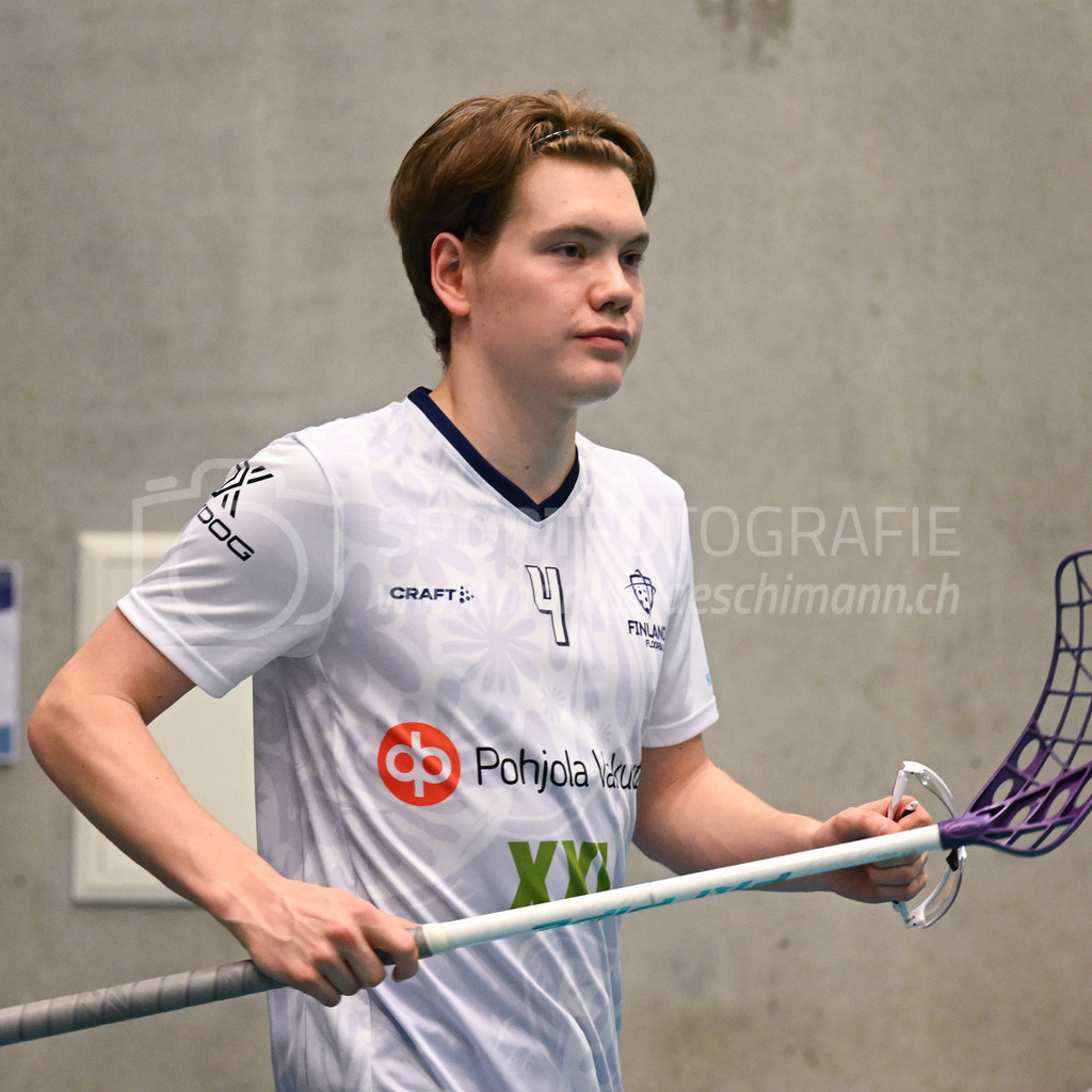 Switzerland B U19 vs Finland U19 - 2. February 2024 | Switzerland B U19 vs Finland U19
U19 Men International Matches in Switzerland
GoEasy Arena, Siggenthal Station
Finland defender #4 Leo Tiittala and Finland forward #5 Teemu Halmela.
Credit: Markus Aeschimann | <a href="https://www.markus-aeschimann.ch">Sportfotografie Markus Aeschimann</a> | <a href="https://www.instagram.com/sportfotografie.aeschimann">@sportfotografie.aeschimann</a> - Realisiert mit Pictrs.com