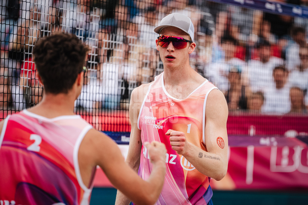 Beachvolleyball | Männer | German Beach Tour 2024 | Tourstop Düsseldorf | 18.05.2024 | Philipp Huster ballt die Faust