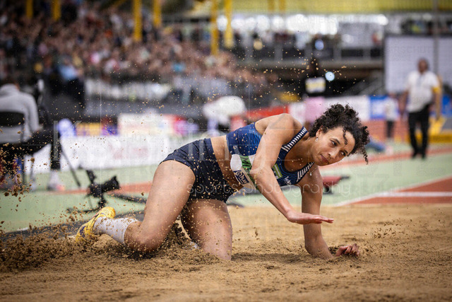 Deutsche Leichtathletik-Hallenmeisterschaften; Dortmund, 01.03.2026 | Malaika Mihambo (LG Kurpfalz); Deutsche Leichtathletik-Hallenmeisterschaften am 01.03.2026 in der Helmut-Körnig-Halle in Dortmund. 