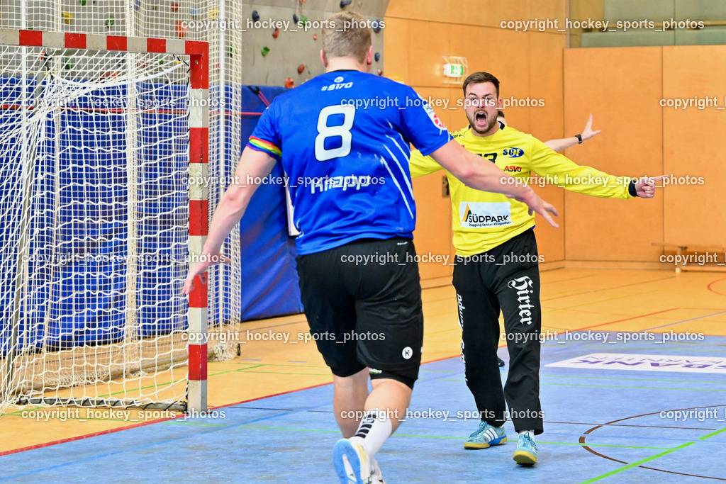 SC Ferlach vs. Schwaz Tirol Handball | #8 KNAPP Simon SC Ferlach, #33 STRIEBNIG Florian SC Ferlach, SC Ferlach vs. Schwaz Tirol Handball, SC Ferlach vs. Schwaz Tirol Handball am 12.10.2024 in Ferlach (Ballspielhalle Ferlach), Austria, (Photo by Bernd Stefan)