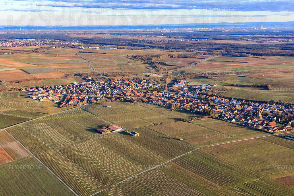 Dorfansicht im Winter aus Nordwesten | Luftbild: Dorfansicht im Winter aus Nordwesten in Insheim im Bundesland Rheinland-Pfalz in Deutschland. Foto: IMG_62222.jpg vom 23.02.2014 durch Werner Riehm/FLY-FOTO.de - Realisiert mit Pictrs.com