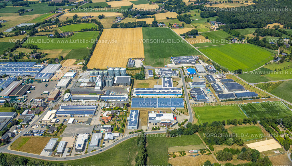 Hamminkeln220703714 | Luftbild, Gewerbegegbiet Dingden-Nord, Sachsenstraße, Dingden, Hamminkeln, Niederrhein, Nordrhein-Westfalen, Deutschland
