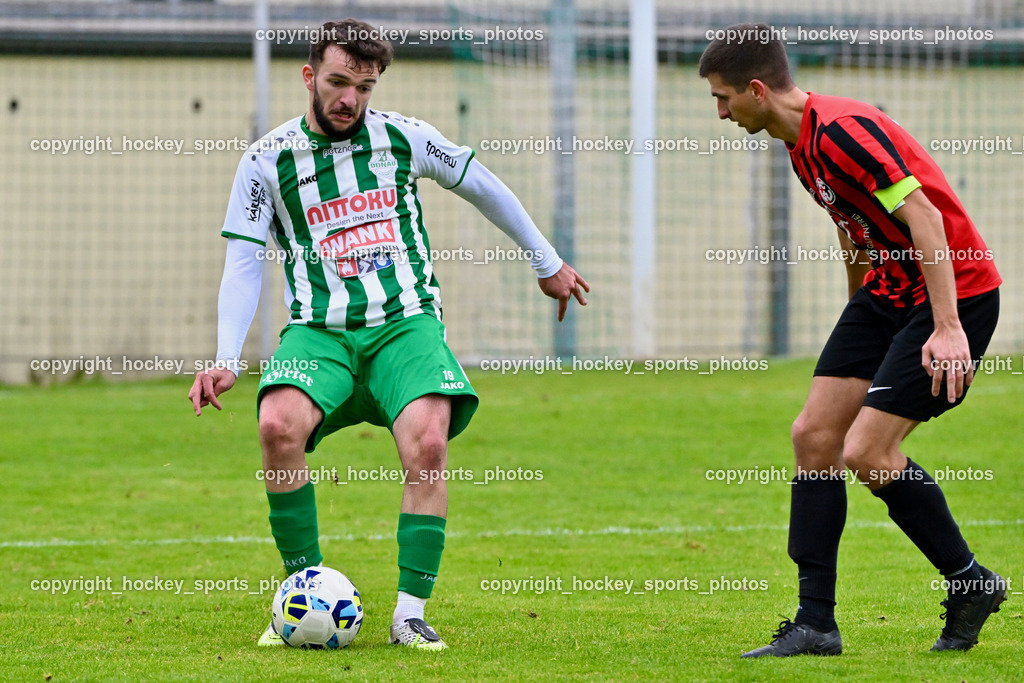 SV Donau vs. FC Nussdorf Debant | #19 Sufjan Sulemani SV Donau, #7 Aleksandar Simic FC Nussdorf Debant, SV Donau vs. FC Nussdorf Debant, SV Donau vs. FC Nussdorf Debant am 08.11.2025 in Klagenfurt (Sportplatz Donau), Austria, (Photo by Bernd Stefan)