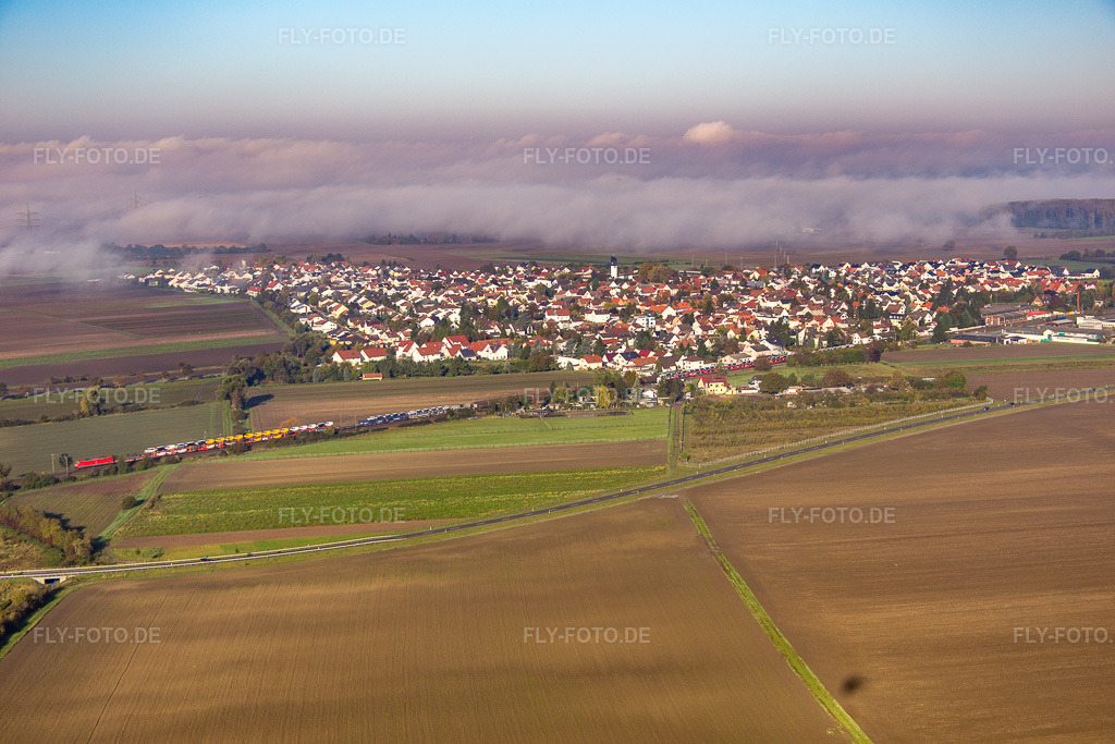 Luftbild: Ortsansicht von Südosten im Ortsteil Bobstadt in Bürstadt im Bundesland Hessen in Deutschland. Foto: IMG_075205.jpg vom 19.10.2014 durch Werner Riehm/FLY-FOTO.de