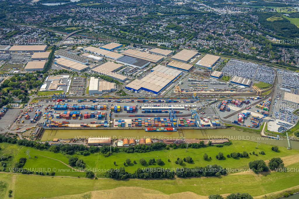 Duisburg240704485-West | Luftbild, Duisburg-West, logport I (Eins) Rheinhausen, duisport Logistik am Fluss Rhein, Container und Containerschiffe, Friemersheim, Duisburg, Ruhrgebiet, Nordrhein-Westfalen, Deutschland