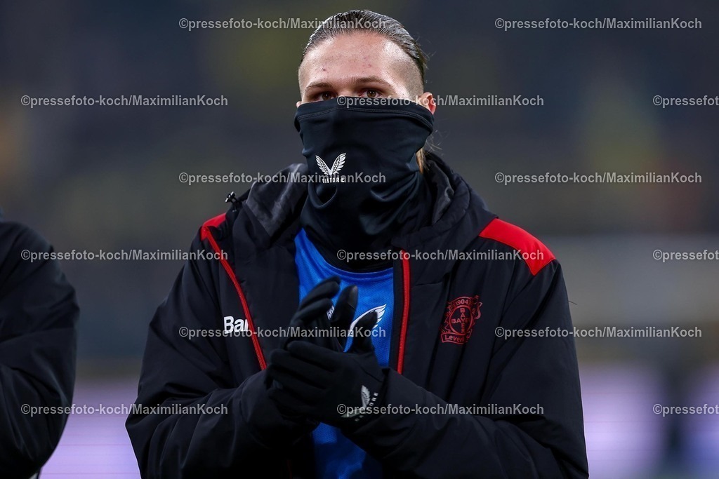 BVB10012502360 | 10.01.2025, Fußball, Borussia Dortmund - Bayer 04 Leverkusen, 1. Fußball Bundesliga, 16. Spieltag, Signal Iduna Park, Saison 2024 2025: Artem Stepanov (Bayer04 Leverkusen #29)DFB regulations prohibit any use of photographs as image sequences and or quasi-video.